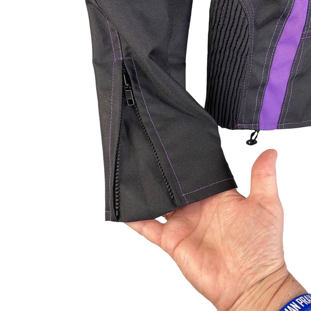Zony Jacket Womens Medium Black/Purple Moto Coat Fitted Removable Lining - Picture 6 of 14